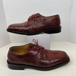 David Eden Genine Leather Square Toe Dress Shoes Brown Men's Size 10.5
